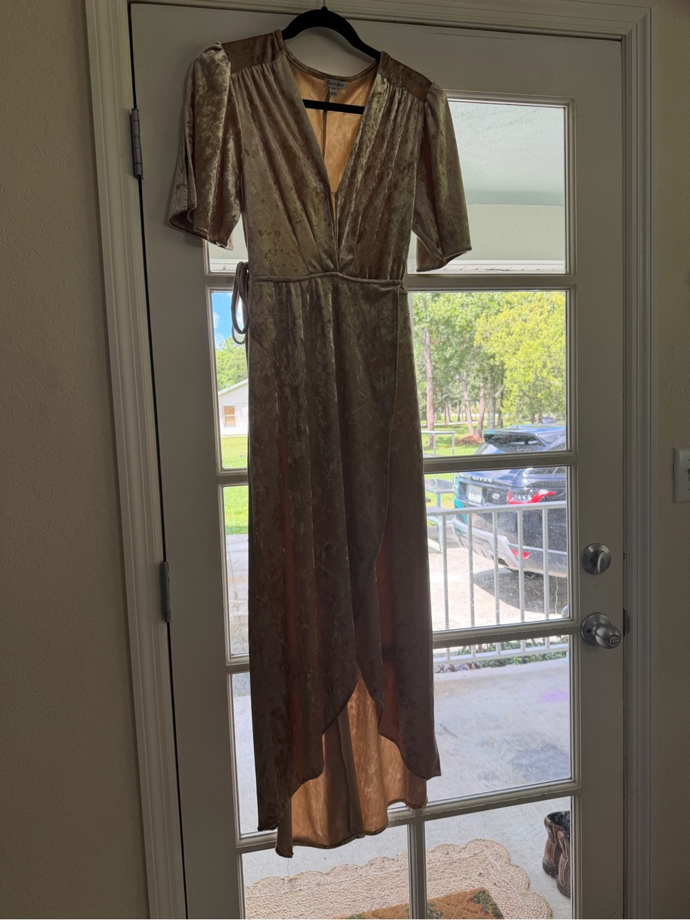 love, Fire Crushed Velvet High-Low Wrap Dress